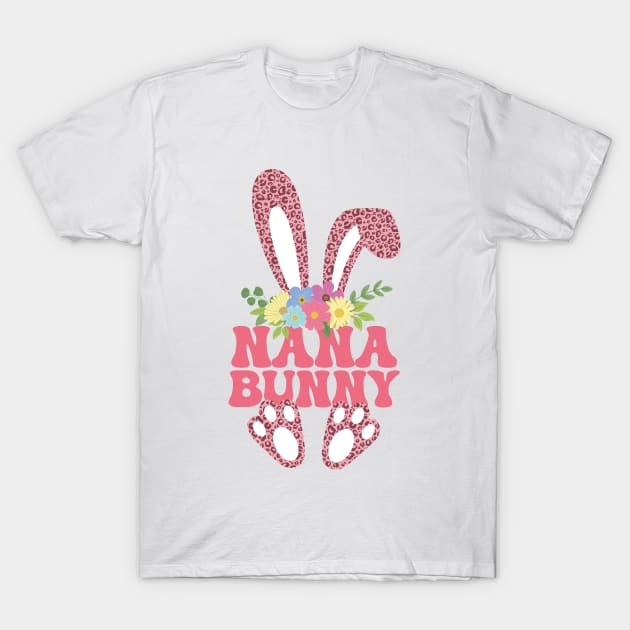 Nana Bunny Cute Leopard Print Family Matching Easter Day Grandma T-Shirt by Julorzo